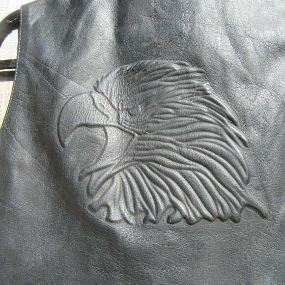 Vintage Wilson's Open Road Black Leather Eagle Vest Size XL - Picture 5 of 9